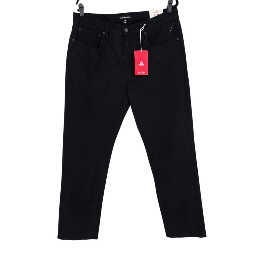 NWT Lucky Brand Black 121 Heritage Slim Straight Cotton Blend Pants Size 36/30
